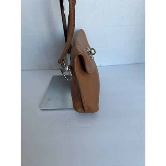 Fossil Camel Pebble Leather Monica Turnlock Crossbody Clutch Bag Purse - Picture 3 of 10